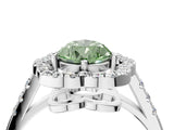 Platinum Fancy Green Pear Cut Diamond Floral Halo Split Shank Prong Setting Ring_10