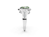 Platinum Fancy Green Pear Cut Diamond Halo Ring with Split Shank and Bezel Accents and Prong Setting_14