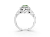 Platinum Fancy Green Pear Cut Diamond Halo Ring with Split Shank and Bezel Accents and Prong Setting_15
