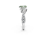 Platinum Fancy Green Pear Cut Diamond  Halo Twist Band Solitaire Prong Setting Ring_14