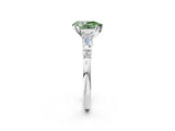 Platinum Fancy Green Pear  Cut Diamond Ring with Baguette Side Stones, Channel Set Band, and Four-Prong Setting_26