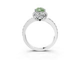 Platinum Fancy Green Pear Cut Diamond Scalloped Halo Engagement Ring with Round Shared Prong Band_3