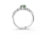 Platinum Fancy Green Pear Cut Diamond Scattered Round Accent Ring with Prong Setting_3