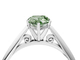 Platinum Fancy Green Pear Cut Diamond Solitaire Engagement Ring with Cathedral Setting and Four-Prong Mount_16