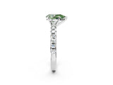 Platinum Fancy Green Pear Cut Diamond Solitaire Pavé Engagement Ring with Round Band and Prong Setting_4