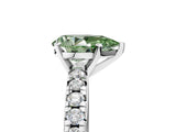 Platinum Fancy Green Pear Cut Diamond Solitaire Pavé Engagement Ring with Round Band and Prong Setting_7