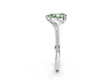 Platinum Fancy Green Pear Cut Diamond Solitaire Ring with Pavé Band and Prong Setting_14