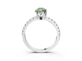 Platinum Fancy Green Pear Cut Diamond Solitaire Ring with Round  Pavé Band and Four-Prong Setting_27