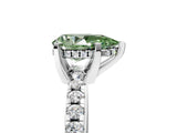 Platinum Fancy Green Pear Cut Diamond Solitaire Ring with Round  Pavé Band and Four-Prong Setting_29