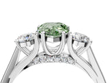 Platinum Fancy Green Pear Cut Diamond Three-Stone Engagement Ring with Prong Setting and Pavé Band_16