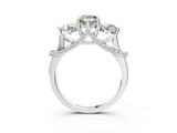 Platinum Fancy Green Pear Cut Diamond Three-Stone Ring with Prong Setting and Pavé Band_15