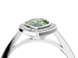 Platinum Fancy Green Pear Cut Halo Bezel Diamond Pave Band Ring_10