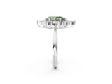 Platinum Fancy Green Pear Cut Halo Diamond Cluster Ring with Marquise and Round Stones on a White Gold Band with Prong Setting_2