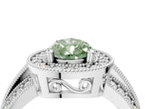 Platinum Fancy Green Pear Cut Halo Diamond Engagement Ring with Pave Split Shank and Four-Prong Setting_10