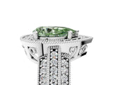 Platinum Fancy Green Pear Cut Halo Diamond Engagement Ring with Pave Split Shank and Four-Prong Setting_11