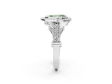 Platinum Fancy Green Pear Cut Halo Diamond Split Shank Pave Ring_8