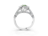 Platinum Fancy Green Pear Cut Halo Diamond Split Shank Pave Ring_9
