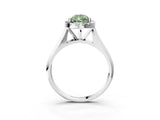 Platinum Fancy Green Pear  Cut Halo Solitaire Engagement Ring with Square Band and Four-Prong Setting_15
