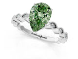 Platinum Fancy Green Pear Cut Solitaire Diamond Ring with Infinity Twist Band and Four-Prong Setting_7