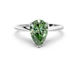 Platinum Fancy Green Pear Cut Solitaire Diamond Ring with Six-Prong Setting and Classic Band_23
