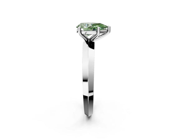 Platinum Pear-Shaped Knife-Edge Solitaire Engagement Ring Setting for Fancy Green Center