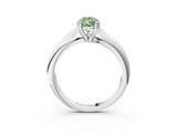 Platinum Fancy Green Pear  Cut Solitaire Engagement Ring with Tapered Band and Four-Prong Setting 4
