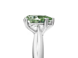 Platinum Fancy Green Pear  Cut Solitaire Engagement Ring with Tapered Band and Four-Prong Setting