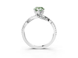 Platinum Fancy Green Pear Cut Solitaire Twist Pave Diamond Engagement Ring with Prong Setting_69