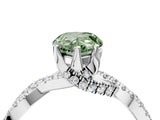 Platinum Fancy Green Pear Cut Solitaire Twist Pave Diamond Engagement Ring with Prong Setting_70