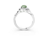Platinum Fancy Green Pear  Halo Diamond Engagement Ring with Twisted Band and Four-Prong Setting 3