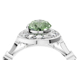 Platinum Fancy Green Pear  Halo Diamond Engagement Ring with Twisted Band and Four-Prong Setting 4