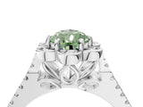 Platinum Fancy Green Pear  Halo Diamond Floral Split Shank Engagement Ring 5