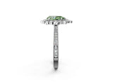 Platinum Fancy Green Pear  Halo Milgrain Pave Diamond Ring with Four-Prong Setting 3
