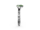 Platinum Fancy Green Pear  Solitaire Diamond Engagement Ring with XO Engraved Band and Four-Prong Setting 2