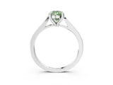 Platinum Fancy Green Pear  Solitaire Diamond Ring with Four-Prong Setting and Tapered Band 3