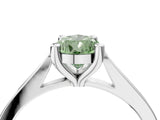 Platinum Fancy Green Pear  Solitaire Diamond Ring with Four-Prong Setting and Tapered Band 4