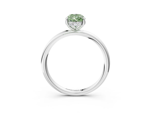 Platinum Pear-Shaped Hidden Halo Solitaire Engagement Ring Setting for Fancy Green Center with Plain Band