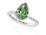 Platinum Fancy Green Pear  Solitaire Twist Band Ring with Four-Prong Setting_1