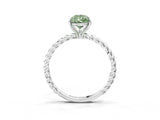 Platinum Fancy Green Pear  Solitaire Twist Band Ring with Four-Prong Setting_3