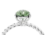 Platinum Fancy Green Pear  Solitaire Twist Band Ring with Four-Prong Setting_4