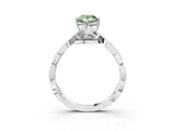 Platinum Fancy Green Pear  Solitaire Twist Band with Leaf Prong Setting 4