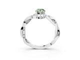 Platinum Fancy Green Pear  Solitaire Twisted Pave Diamond Ring with Four-Prong Setting_3