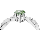 Platinum Fancy Green Pear  Solitaire Twisted Pave Diamond Ring with Four-Prong Setting_4