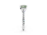 Platinum Fancy Green Princess  Brilliant Diamond Solitaire with Pavé Band and Four-Prong Setting 2
