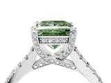 Platinum Fancy Green Princess  Brilliant Diamond Solitaire with Pavé Band and Four-Prong Setting 4