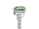 Platinum Fancy Green Princess  Brilliant Diamond Solitaire with Pavé Band and Four-Prong Setting 5