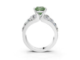 Platinum Fancy Green Princess  Brilliant Solitaire with Side Stones on a Pave Band and Four-Prong Setting_15
