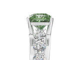Platinum Fancy Green Princess  Brilliant Solitaire with Side Stones on a Pave Band and Four-Prong Setting_17