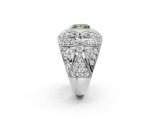 Platinum Fancy Green Princess Cut Brilliant Halo Pave Diamond Milgrain Ring_8