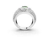 Platinum Fancy Green Princess Cut Brilliant Halo Pave Diamond Milgrain Ring_9